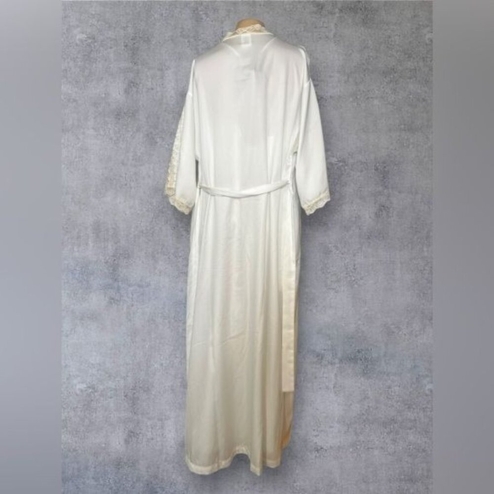 Vintage Victoria's Secret Ivory Satin Peignoir & Nightgown Set - Size M - Picture 3 of 12